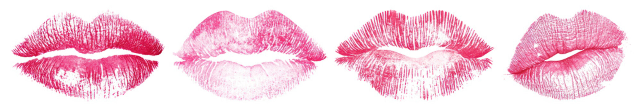 PNG Vibrant lipstick kiss marks, element set on transparent background