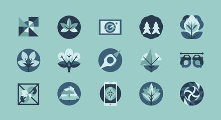 Collection of Minimalist Nature and Abstract Geometric Logos.