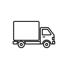 Fototapeta premium Truck icon graphic illustration represents vehicle for transportation of goods. Simple truck icon, cargo delivery service. Concept truck icon symbolizes logistics operations.