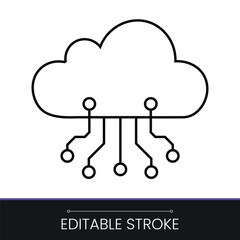 Cloud storage and technology data server line icon.