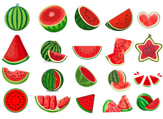 Watermelon PNG Clipart Collection – Fresh Summer Fruit Slices, Whole and Cut Watermelons Transparent Background