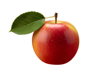 Pink Lady apple PNG. Fresh pink apple with leaf. Juicy fruit isolated. Organic Pink Lady apple for healthy food and fruit design concepts PNG