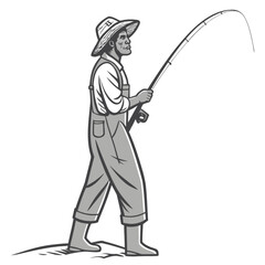 Obraz premium fisherman with fishing rod