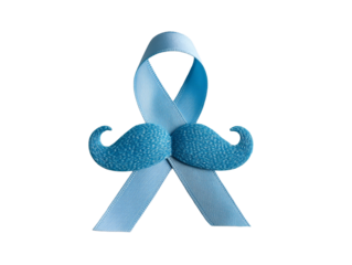 Blue ribbon with mustache design symbolizes awareness for men's health initiatives in community events