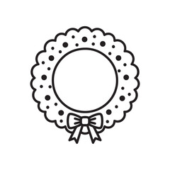 Minimalist black and white icon of a Christmas wreath