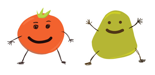 Obraz premium peanut and tomato vector cartoon character.eps