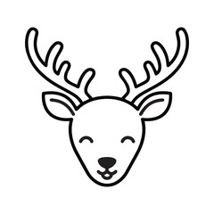 Minimalist black and white icon of a deer's head