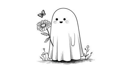 Little Friends Enjoying a Halloween Party doodle style 