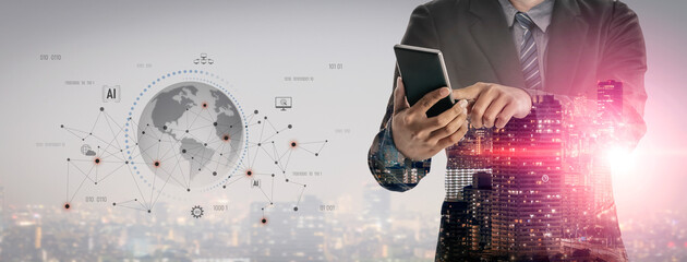 Global AI network showing connection between AI, global, and network elements across the digital world and data infrastructure Vouch