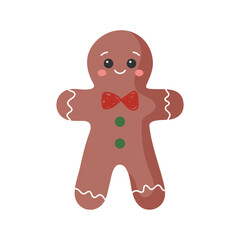 Cute gingerbread man isolated on white background