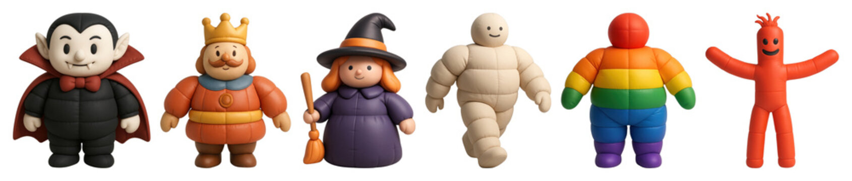 PNG Colorful clay character collection, element set on transparent background