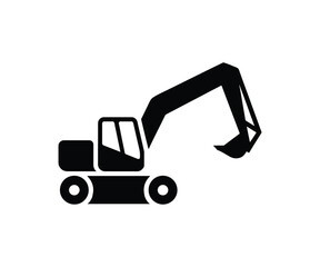Vector excavator machine silhouette icon