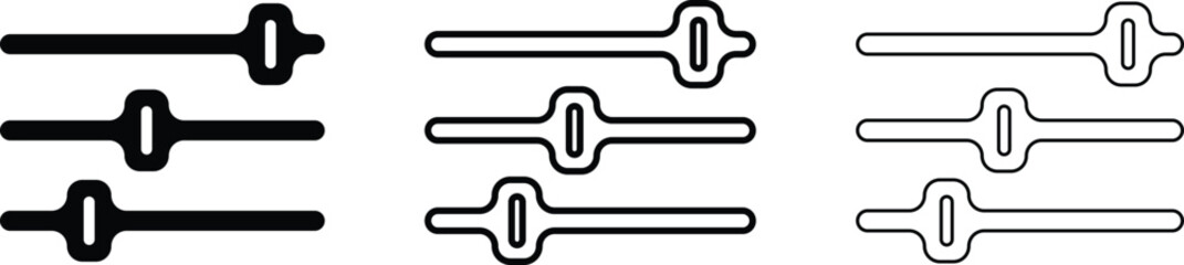 Control Panel Icon Set Black Flat and Line Style Dashboard Symbol Collection of Settings, Switchboard, Console, Interface, Monitor, System Vector