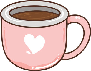 Mug with hot drink cartoon doodle hand drawn