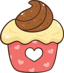 cute cupcake cartoon doodle hand drawn
