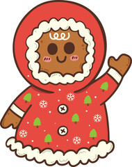 Gingerbread christmas cookie illustration cartoon hand drawn