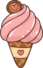 Ice cream cartoon doodle hand drawn