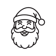 Minimalist black and white icon of Santa Claus's head