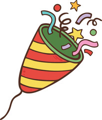 popper party cartoon doodle hand drawn