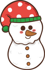 Christmas gnome with snowman cartoon hand drawn