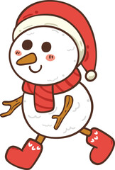 Christmas gnome with snowman cartoon hand drawn