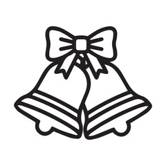 Minimalist black and white icon of two bells tied together with a bow