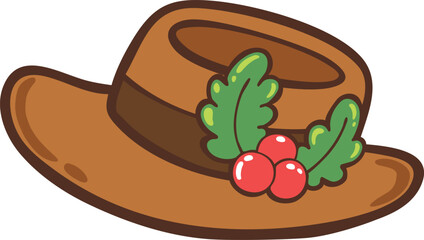 Cowboy christmas hat cartoon doodle hand drawn