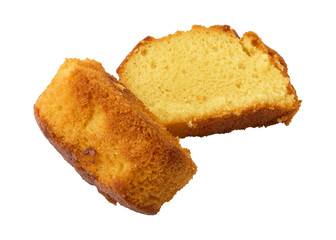 Sliced pound cake isolated on transparent background