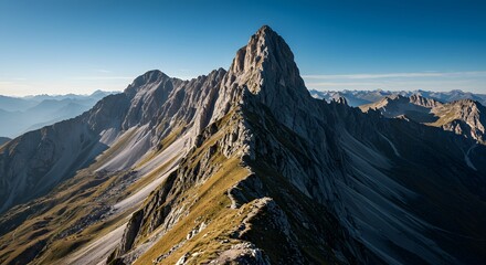 The sharp, serrated ridge of a mountain spine.