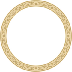 4063Vector gold round turkish ornament. Endless Ottoman national border, frame, ring.