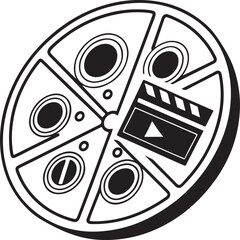Creative round film reel vector illustration showing classic movie design concept, perfect for cinema and entertainment projects