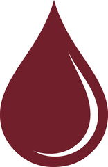 Fototapeta premium A single dark red blood drop icon with a highlight on a white background symbolizing health and donation