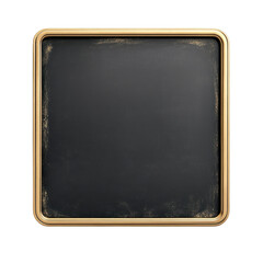 Fototapeta premium Square Black Chalkboard With Gold Frame. Elegant Design For Education And Creative Spaces Isolated On Transparent Background