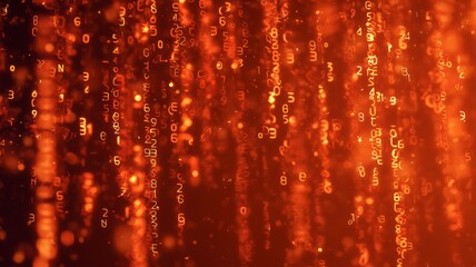 Glowing numeric matrix in amber tones. AI image