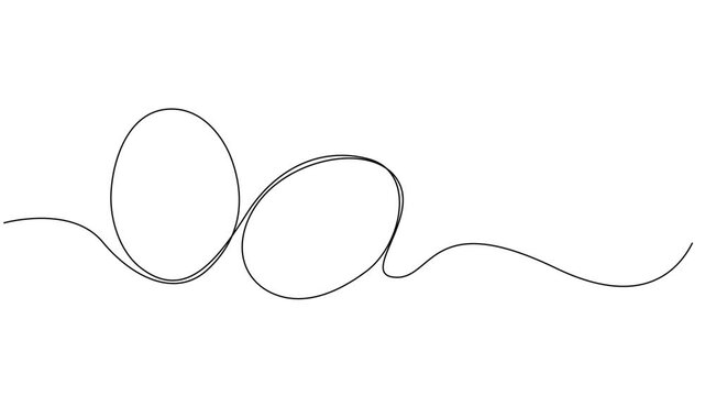 Animated egg continuous one line drawing. Easter egg linear symbol animation, Single line egg, hand drawn continuous one line The Easter symbol, minimalist one line art eggs shape drawing animation.