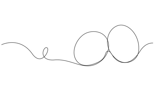 Animated egg continuous one line drawing. Easter egg linear symbol animation, Single line egg, hand drawn continuous one line The Easter symbol, minimalist one line art eggs shape drawing animation.