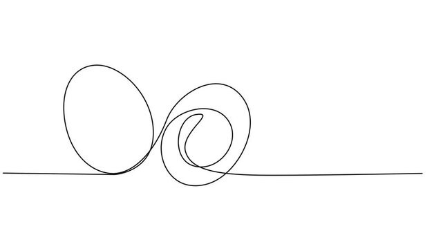 Animated egg continuous one line drawing. Easter egg linear symbol animation, Single line egg, hand drawn continuous one line The Easter symbol, minimalist one line art eggs shape drawing animation.