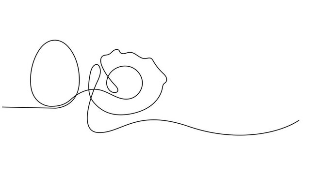 Animated egg continuous one line drawing. Easter egg linear symbol animation, Single line egg, hand drawn continuous one line The Easter symbol, minimalist one line art eggs shape drawing animation.