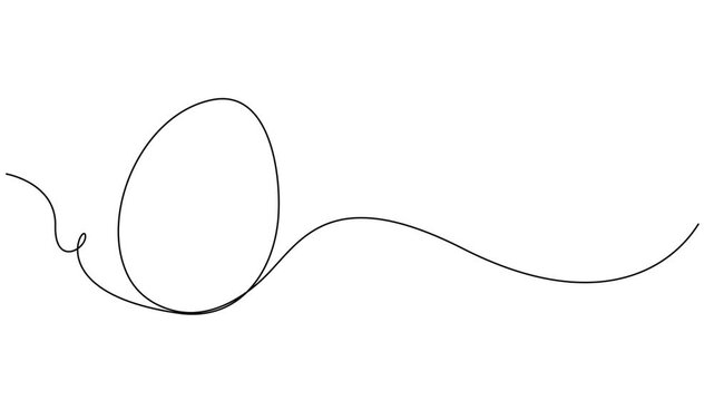 Animated egg continuous one line drawing. Easter egg linear symbol animation, Single line egg, hand drawn continuous one line The Easter symbol, minimalist one line art eggs shape drawing animation.