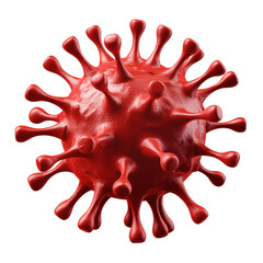 Red 3D Virus Model. Representation Of Viral Structure And Infection Concept Isolated On Transparent Background