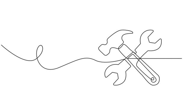one line drawing of isolated vector object hammer Hammer construction Continuous single one line drawing illustration art vector design, Continuous one line drawing of hammer. One line of hammer.
