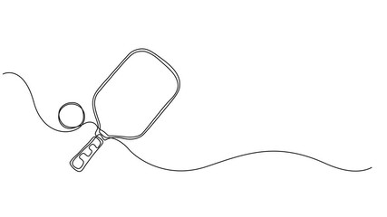 pickleball paddle and ball, Animated self drawing of continuous one line drawing paddle ping pong racket with ball. Table tennis sport game draw with single continuous line. Alpha channel. Full length - Powered by Adobe