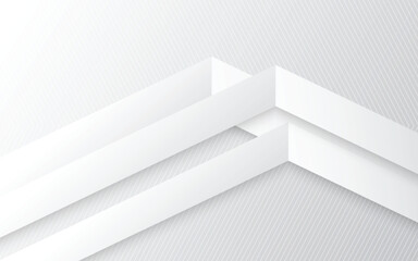 White Minimal Abstract Background with 3D Layered Paper Cut Shapes and Diagonal Lines. Illustration vector 10 eps.
