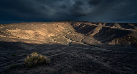 The vast, stony descent of an alluvial fan.