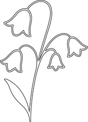 Delicate Lily of the Valley Outline. Elegant line art illustration of a spring flower for nature, beauty, and botanical designs