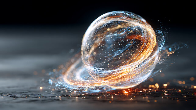 Abstract glowing energy sphere isolated on white background - Powered by Adobe