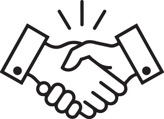 Hand shake logo icon transparent png. shaking hands in silhouette and outline styles. vector set
