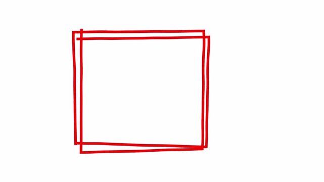 red square scribble animation 4k alpha channel , transparent background isolated