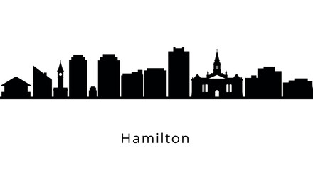 Fototapeta premium Hamilton city skyline silhouette with modern and historic buildings