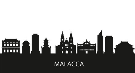 Fototapeta premium Malacca skyline silhouette with historic and modern landmarks